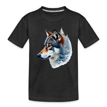 Snow Wolf: Wild and Winter Fusion - Kids' Premium Organic T-Shirt - black - Front