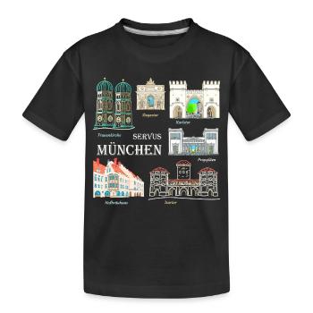 Munich, Dessin à la main, Bavière - T-shirt bio Premium Enfant - noir - Devant