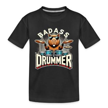 Badass Drummer Capybarun cadeau cool - T-shirt bio Premium Enfant - noir - Devant