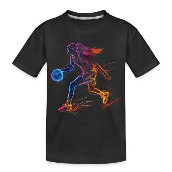 Basketballspielerin Skizze - Kinder Premium Bio T-Shirt - Schwarz - Vorne
