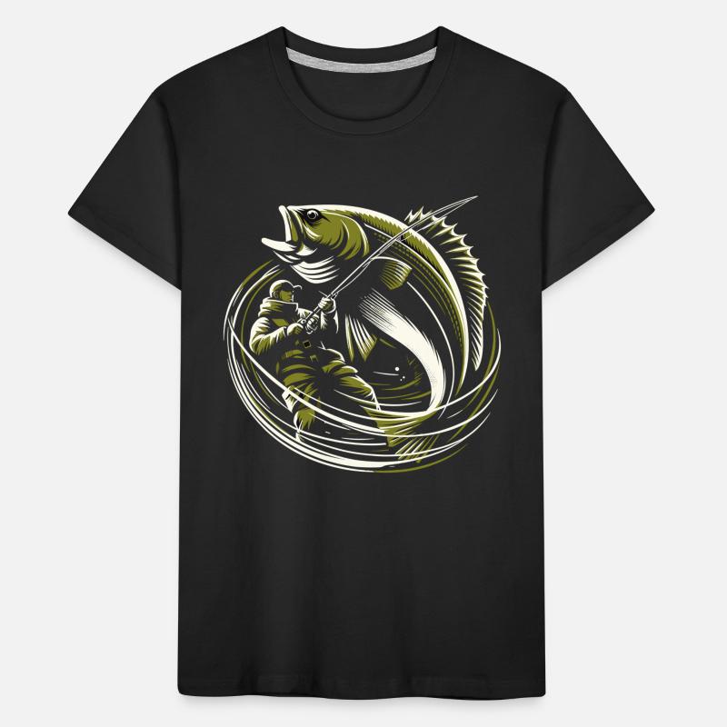 Pêche Pêcheur Morue Poisson Géant Vert Olive Cadeau T-shirt bio Premium Enfant