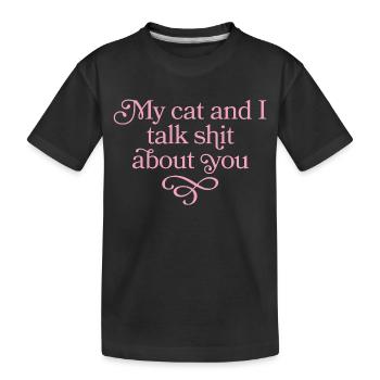 Cat Blasphemy Duo in Pink - Kids' Premium Organic T-Shirt - black - Front