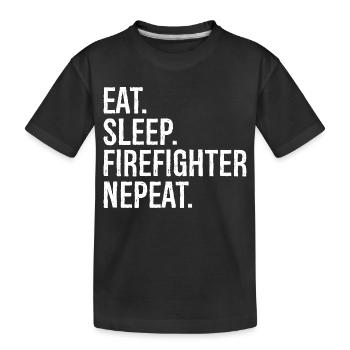 Eat Sleep Firefighter Nepeat - Kids' Premium Organic T-Shirt - black - Front