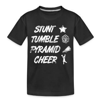 Stunt Tumble Pyramid Cheer - Kids' Premium Organic T-Shirt - black - Front