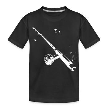 Angelrute Zeichnung - Kinder Premium Bio T-Shirt - Schwarz - Vorne