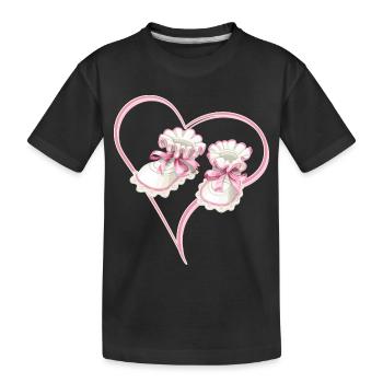 Coeur de bébé avec chaussures de bébé rose pour filles - T-shirt bio Premium Enfant - noir - Devant