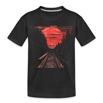 Railway Illustration - Kids' Premium Organic T-Shirt - black - Front
