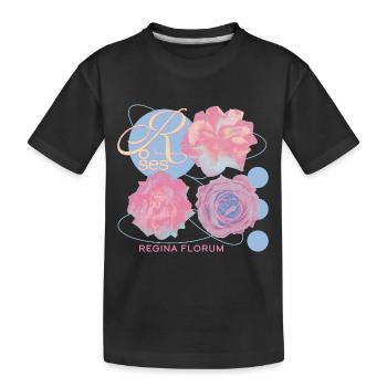 Regina Florum – Unusual rose design - Kids' Premium Organic T-Shirt - black - Front