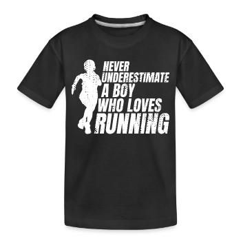 Lustiger Läufer Junge - Kinder Premium Bio T-Shirt - Schwarz - Vorne