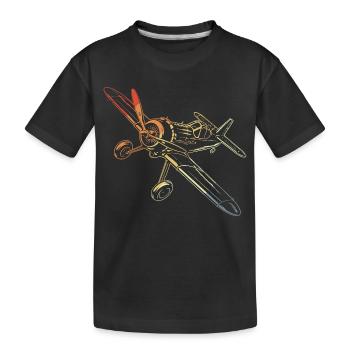 Vintage Propeller Flugzeuge Line Art - Kinder Premium Bio T-Shirt - Schwarz - Vorne