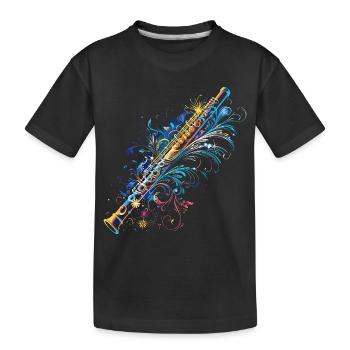 Flöten Comic - Kinder Premium Bio T-Shirt - Schwarz - Vorne