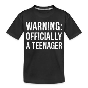 warning officially a teenager - Kids' Premium Organic T-Shirt - black - Front