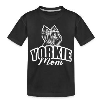 "Yorkie Mom" mit Hundekopf - Kinder Premium Bio T-Shirt - Schwarz - Vorne
