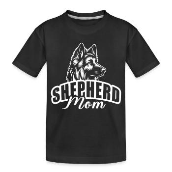 "Shepherd Mom" mit Hundekopf - Kinder Premium Bio T-Shirt - Schwarz - Vorne
