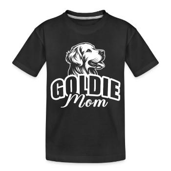 "Goldie Mom" mit Hundekopf - Kinder Premium Bio T-Shirt - Schwarz - Vorne