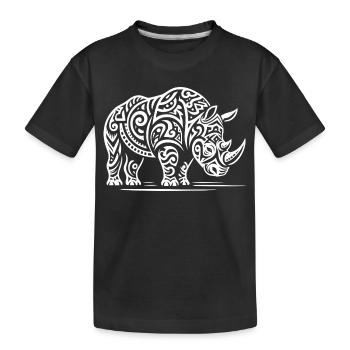 Rhinocéros tribal - T-shirt bio Premium Enfant - noir - Devant