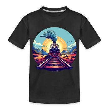 Railway Portrait - Kids' Premium Organic T-Shirt - black - Front