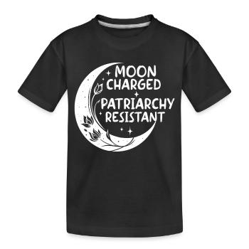 Moon charged, patriarchy resistant - Kids' Premium Organic T-Shirt - black - Front