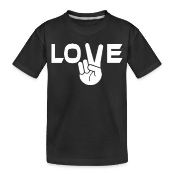 Love victory sign hand - Kids' Premium Organic T-Shirt - black - Front