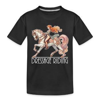 Dressurreiten Reiten Pferd edel dynamisch Geschenk - Kinder Premium Bio T-Shirt - Schwarz - Vorne