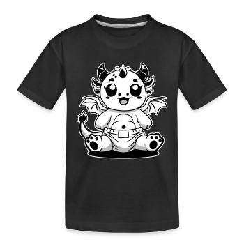 Milchdrache – Süßer Baby Drache in Windel - Kinder Premium Bio T-Shirt - Schwarz - Vorne
