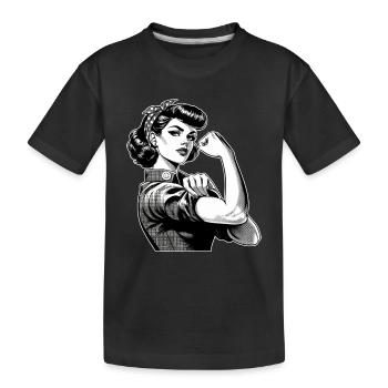 Starke Selbstbewusste Frau Rockabilly Geschenk - Kinder Premium Bio T-Shirt - Schwarz - Vorne