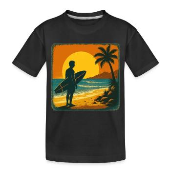 Surfer Surfen Cool Retro Surfer Vintage Surf - Kinder Premium Bio T-Shirt - Schwarz - Vorne