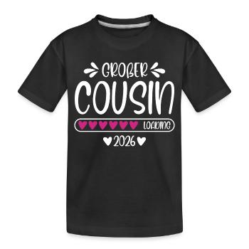 Großer Cousin 2026 - Kinder Premium Bio T-Shirt - Schwarz - Vorne