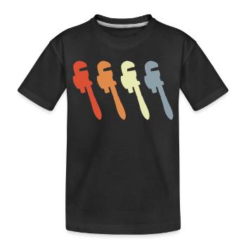 Retro Pipe Wrench - Kids' Premium Organic T-Shirt - black - Front