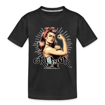 GRL PWR Frauen Power Rockabilly Style Geschenk - Kinder Premium Bio T-Shirt - Schwarz - Vorne