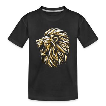 Lion rugit Or Doré Géométrique Cadeau - T-shirt bio Premium Enfant - noir - Devant