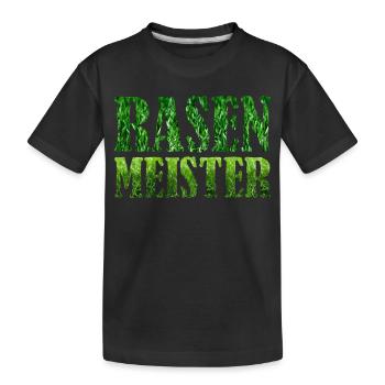 Rasenmeister Rasen mähen Garten Platzwart Fußball - Kinder Premium Bio T-Shirt - Schwarz - Vorne