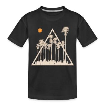 Palm Trees Tropical Summer Sunset Triangle - Kids' Premium Organic T-Shirt - black - Front