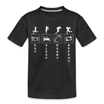 Drôle Rugby Sports Citation Manger Dormir Répéter - T-shirt bio Premium Enfant - noir - Devant