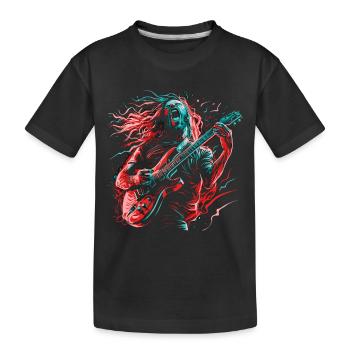 Gitarrist E-Gitarre Rock Punk Metal Splash Neon - Kinder Premium Bio T-Shirt - Schwarz - Vorne
