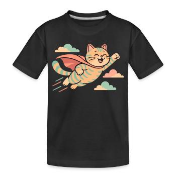 Super Katze Britisch Kurzhaar getigert Geschenk - Kinder Premium Bio T-Shirt - Schwarz - Vorne
