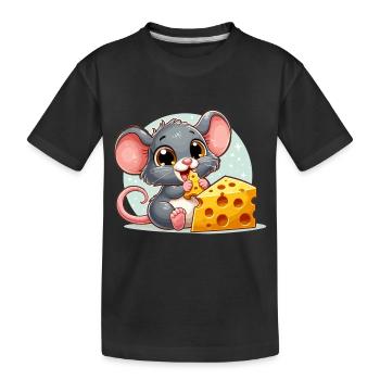 Cheese Mouse Un délicieux fromage fait un cadeau heureux - T-shirt bio Premium Enfant - noir - Devant