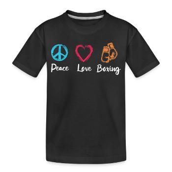 Peace Love Boxing - Kids' Premium Organic T-Shirt - black - Front