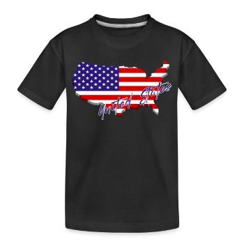 Map of the United States, American Pride - Kids' Premium Organic T-Shirt - black - Front