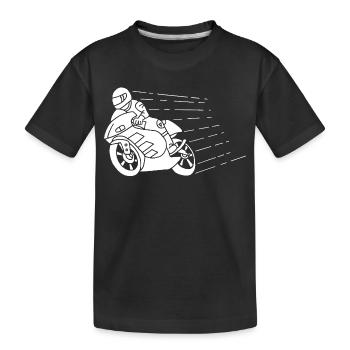 Weißer Biker und Geschwindigkeit - Kinder Premium Bio T-Shirt - Schwarz - Vorne