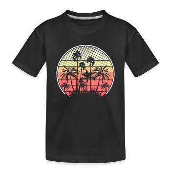 Tropische Sonnenuntergang Palmen Silhouette - Kinder Premium Bio T-Shirt - Schwarz - Vorne