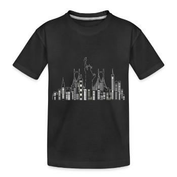 Gratte-ciel New York avec Statue de la Liberté - T-shirt bio Premium Enfant - noir - Devant