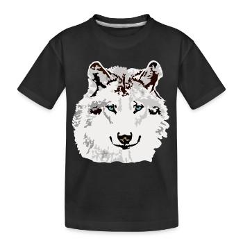 Yeux bleus de loup blanc - T-shirt bio Premium Enfant - noir - Devant