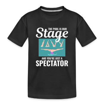 Zuschauer am Pool, Illustration, Synchronschwimmen - Kinder Premium Bio T-Shirt - Schwarz - Vorne