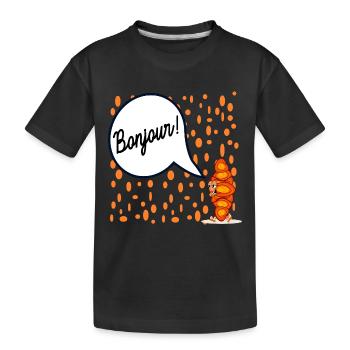 Hallo Französisches Croissant Frankreich - Kinder Premium Bio T-Shirt - Schwarz - Vorne