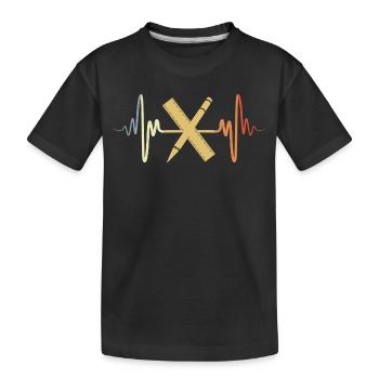 Vintage Ruler Heartbeat - Kids' Premium Organic T-Shirt - black - Front