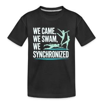 Wir kamen, wir schwammen, wir synchronschwimmen Design - Kinder Premium Bio T-Shirt - Schwarz - Vorne