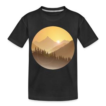 Montagnes au lever du soleil avec soleil radieux - T-shirt bio Premium Enfant - noir - Devant