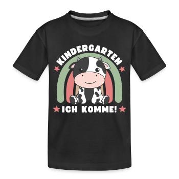 Kindergarten Ich Komme! Kuh - Kinder Premium Bio T-Shirt - Schwarz - Vorne