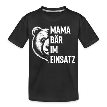 Future maman MAMAN OURS EN ACTION Drôle - T-shirt bio Premium Enfant - noir - Devant